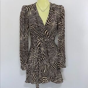 REFORMATION ZEBRA PRINT WRAP DRESS NWOT SZ SM 4-6